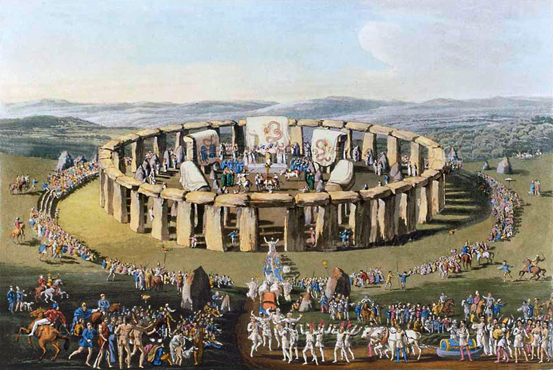 1815年繪製的一幅有關德魯伊教團在巨石陣舉行祭祀的想像圖1