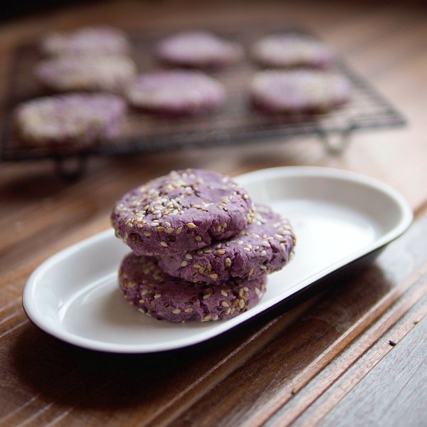 紫薯豆沙芝麻餅