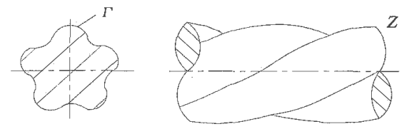 圖1 螺桿及其端截形示意圖