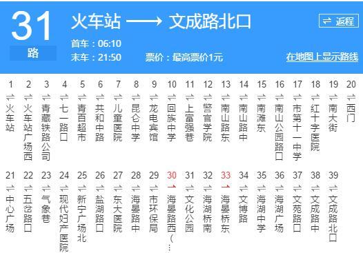 西寧公交31路 西寧公交31路