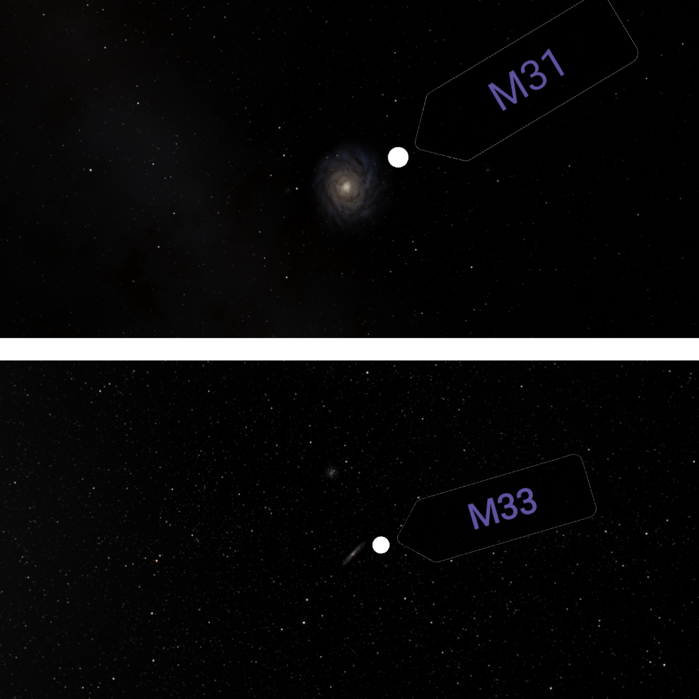 計算機模擬的從M33看M31與從M31看M33