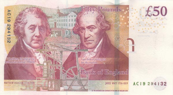 工程師馬修·博爾頓（1728-1809）、詹姆士·瓦特（1736-1819）