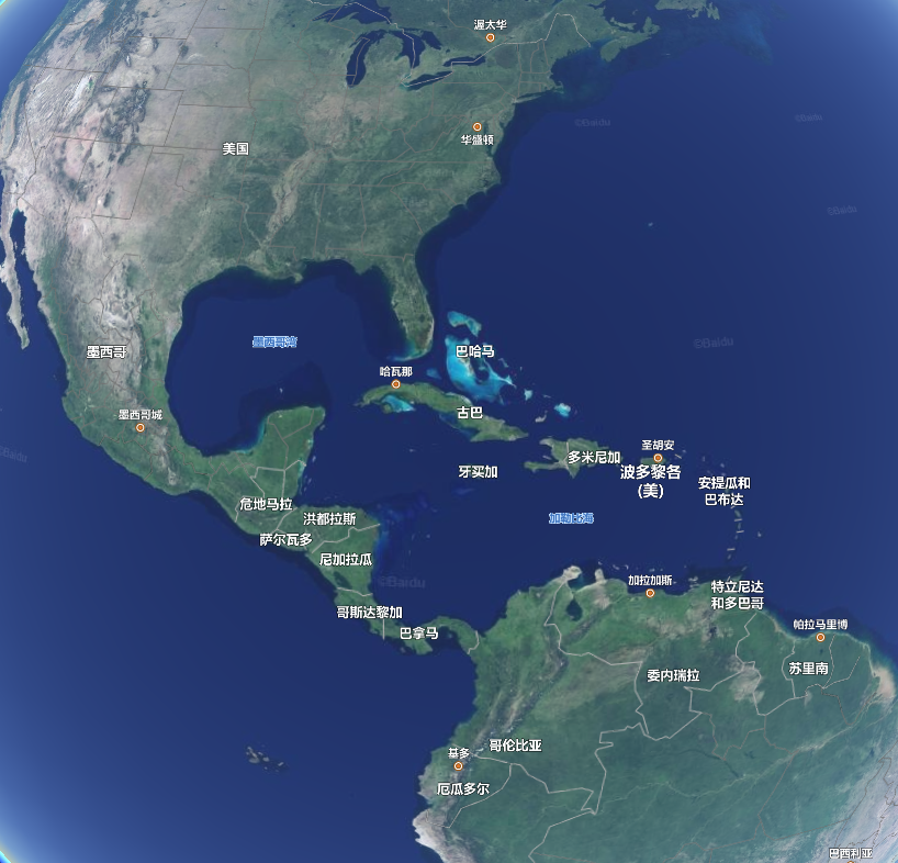 衛星地圖 美國 巴拿馬位置