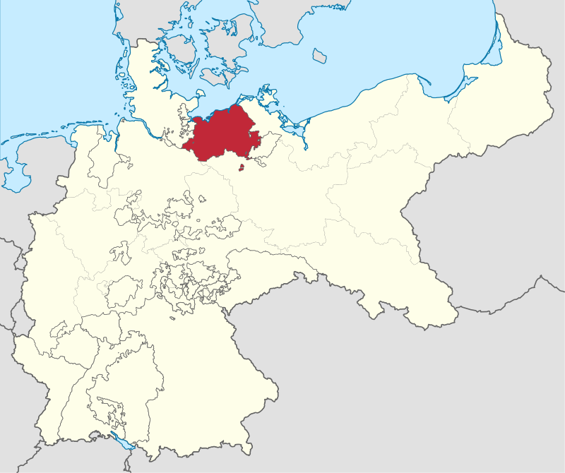 什未林大公國在德國的位置