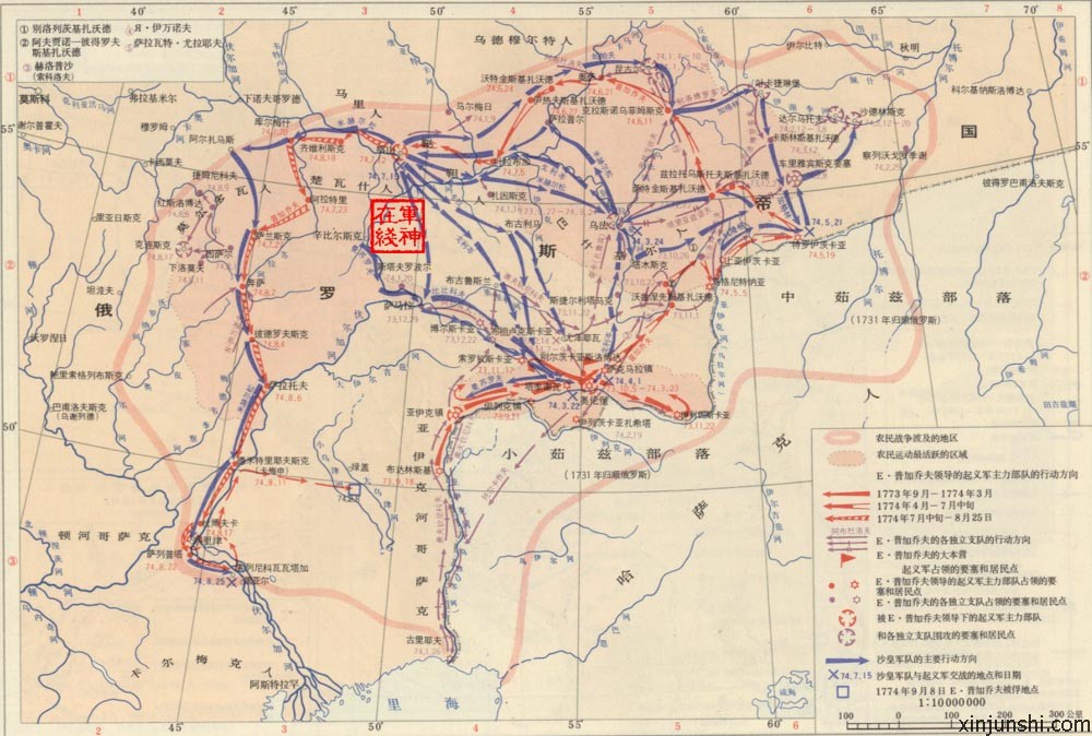 普加喬夫起義作戰地圖