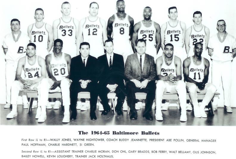 1964-65賽季的子彈隊（後左6為格斯·詹森）