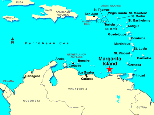 瑪格麗塔島在委內瑞拉的位置