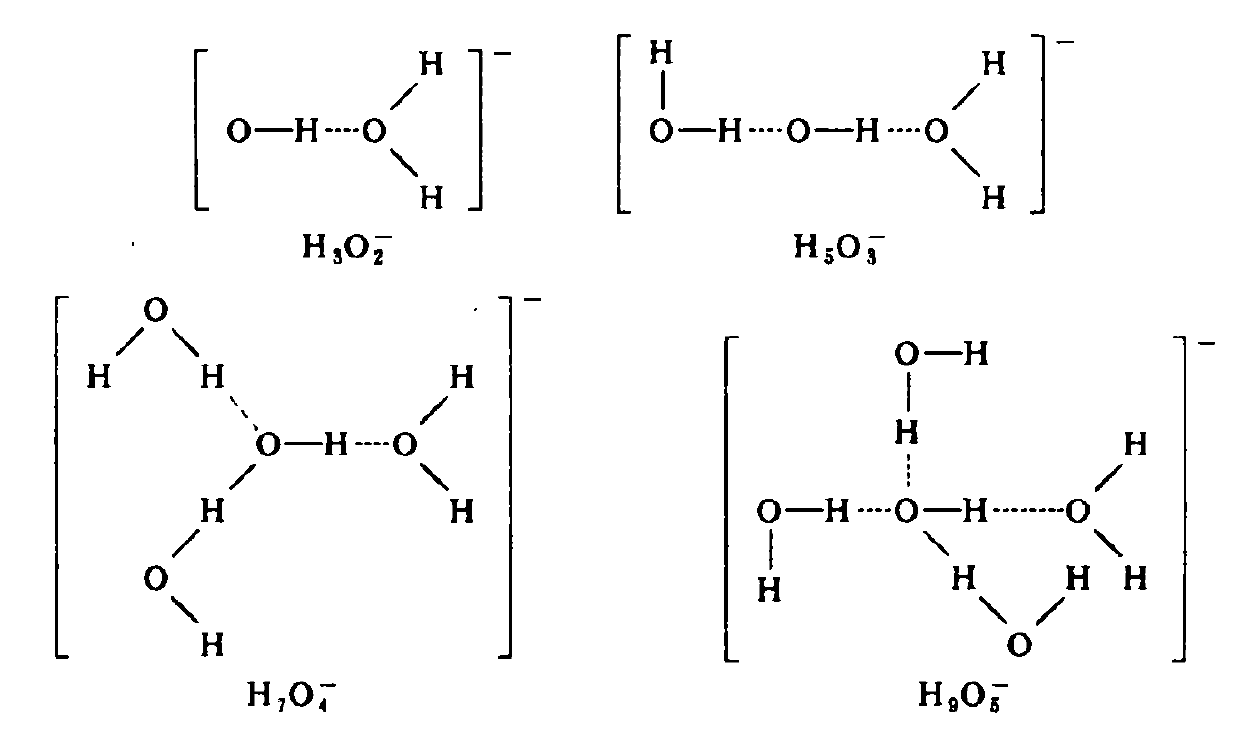 水合氮氧根離子的幾種可能結構