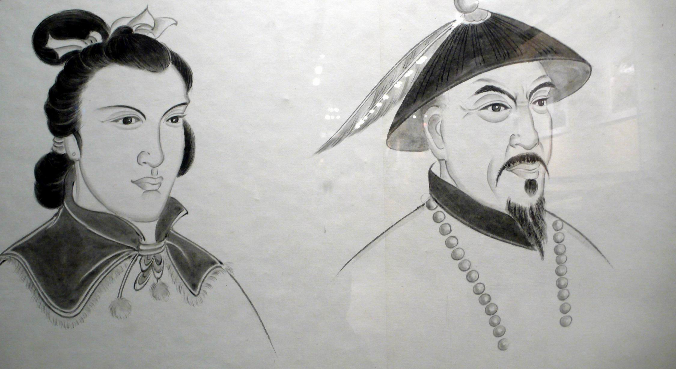 劉春霖（右）和名女狀元——傅善祥畫像