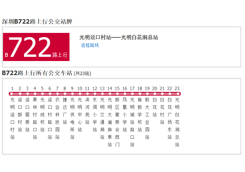 深圳公交B722路 深圳公交B722路