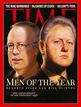 1998年柯林頓與史塔榮膺《時代》年度人物
