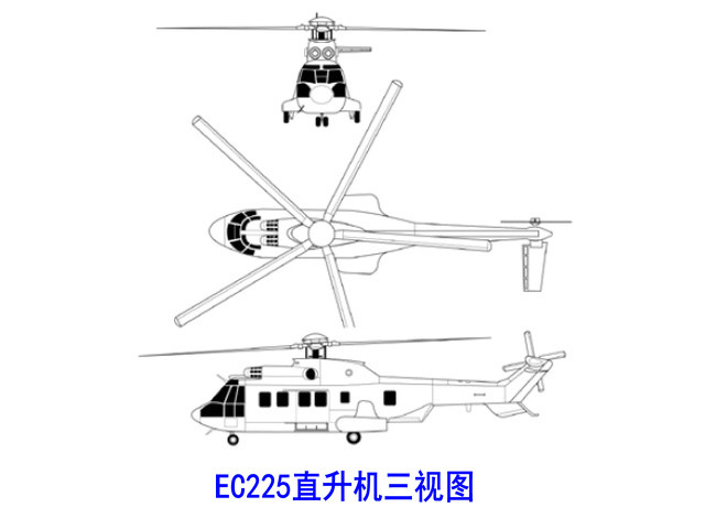 EC225直升機三視圖