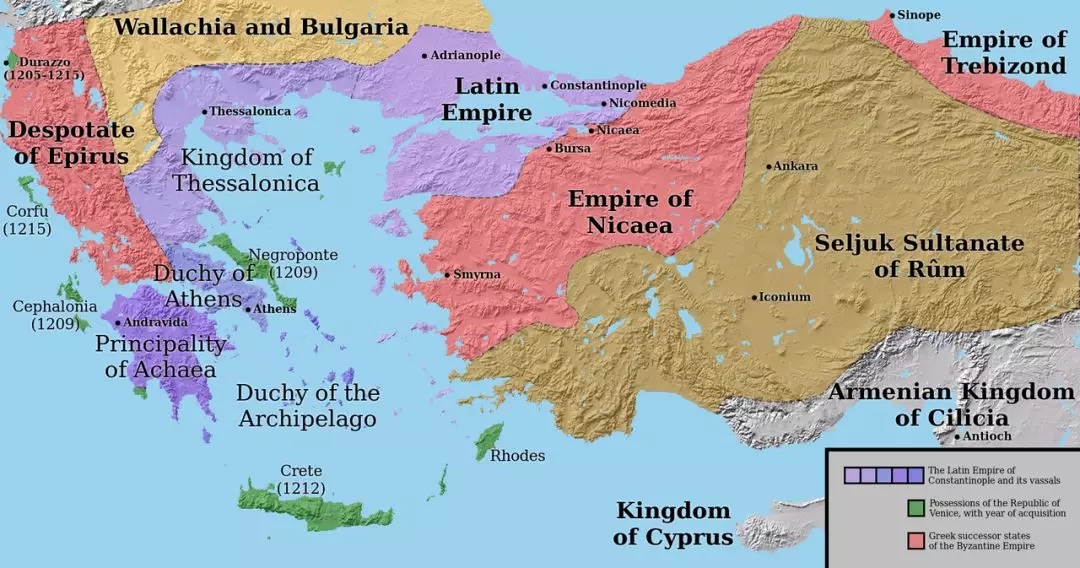 尼西亞帝國與拉丁帝國和塞爾柱突厥人的對峙