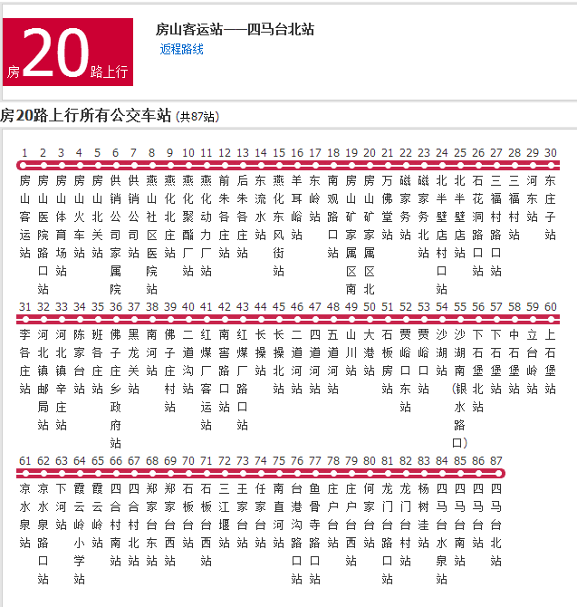 北京公交F20路 北京公交F20路