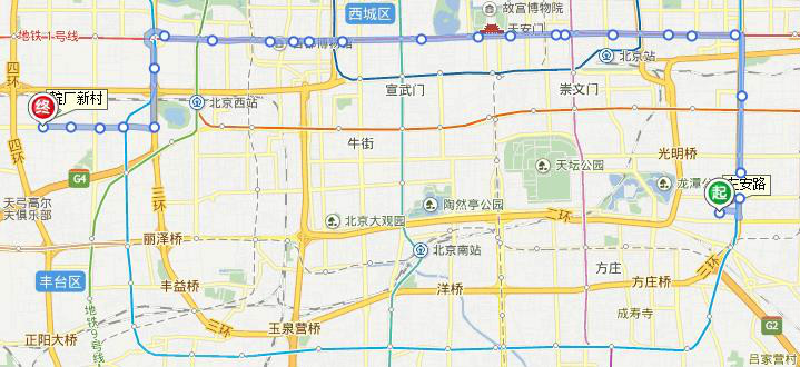 北京99路（左安路-靛廠新村）非衛星線路圖