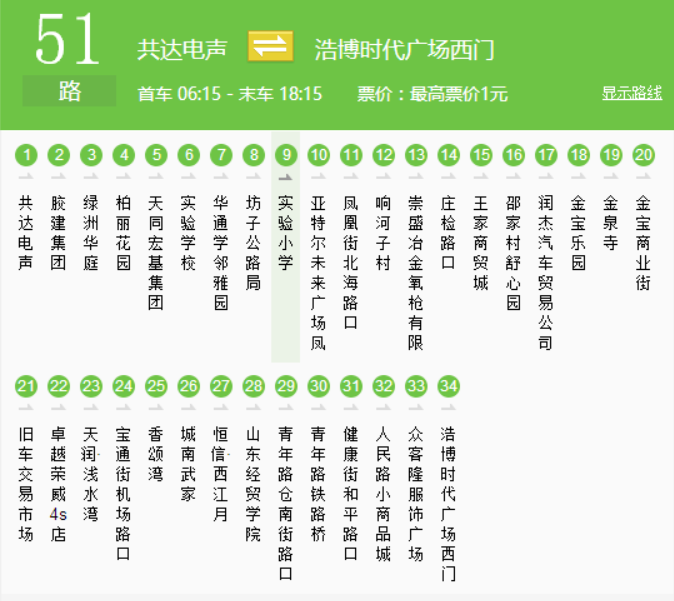 濰坊公交51路 濰坊公交51路