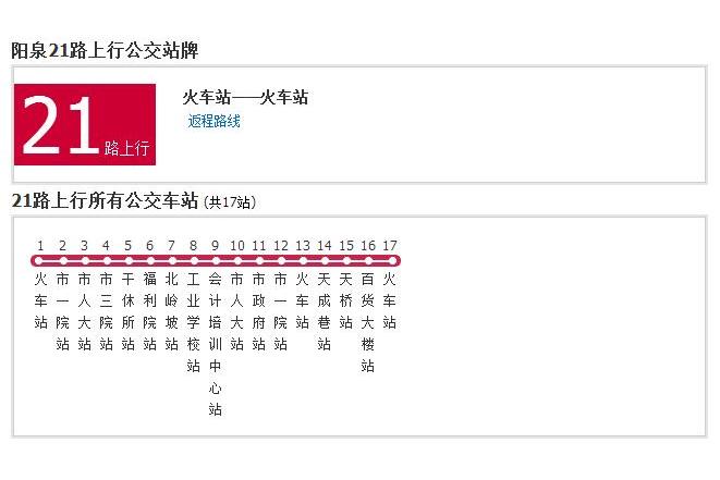 陽泉公交21路 陽泉公交21路