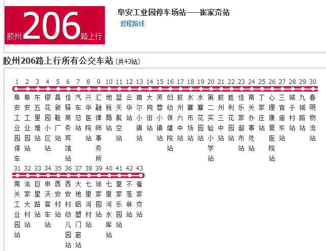膠州公交206路 膠州公交206路