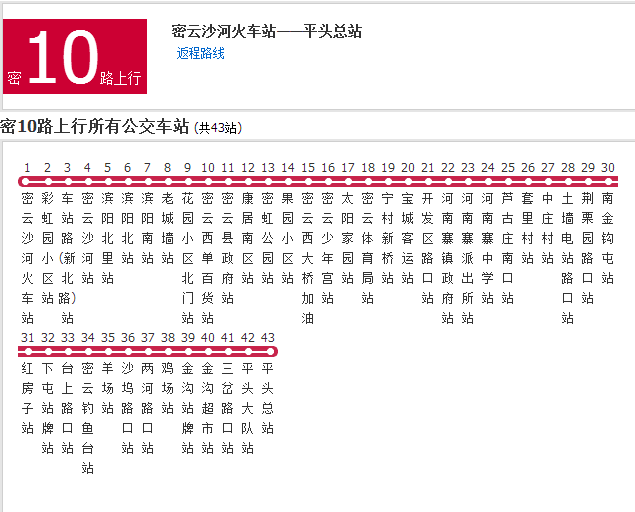 北京公交密10路 北京公交密10路