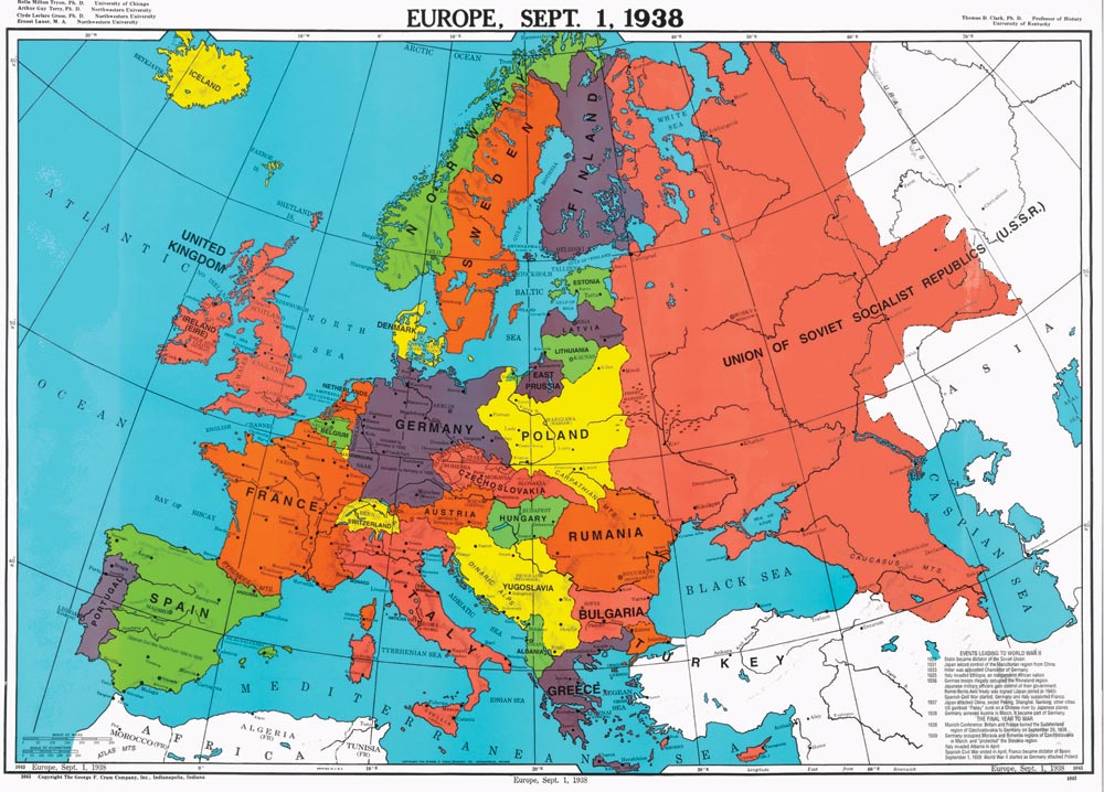1938年的歐洲地圖