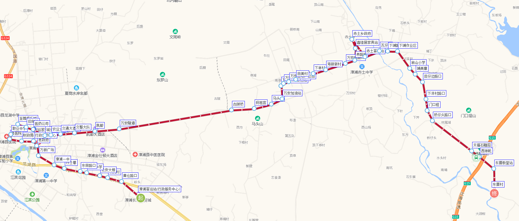 漳浦公交10路路線圖