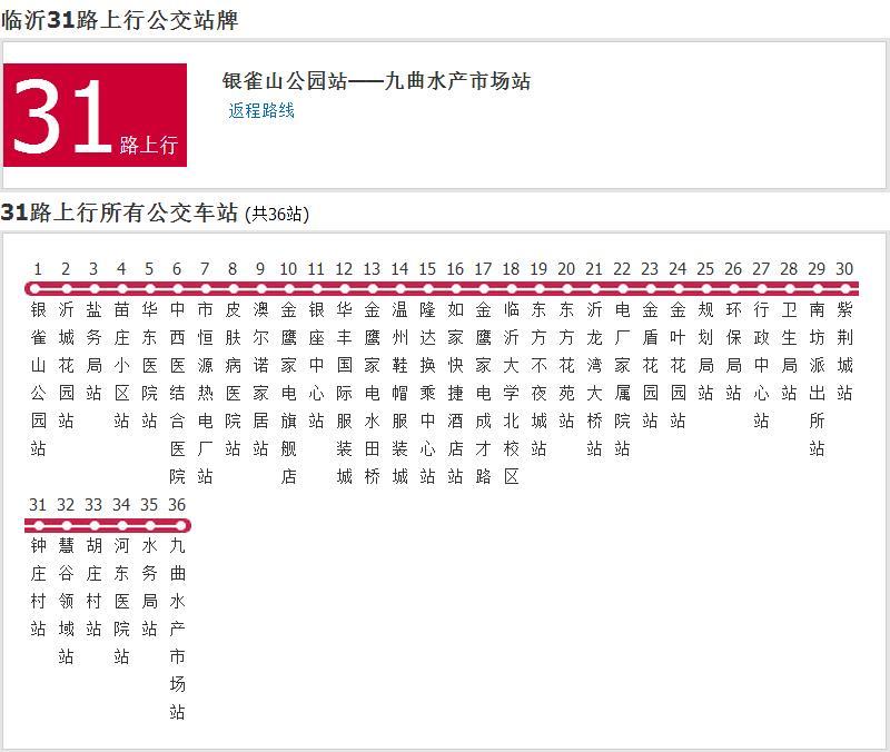 臨沂公交31路 臨沂公交31路