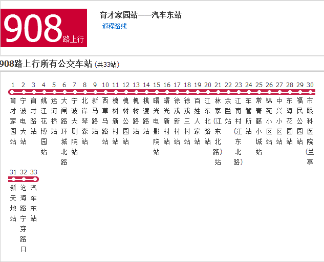 寧波公交908路 寧波公交908路
