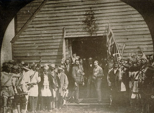 亞瑟與六部落聯盟酋長在安大略湖的莫霍克教堂，1869年