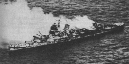 中途島被擊中的最上級“三隈”號