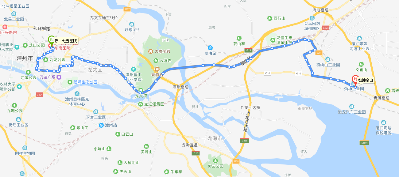 漳州公交23路上行路線圖