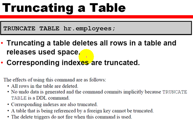 Truncate Table