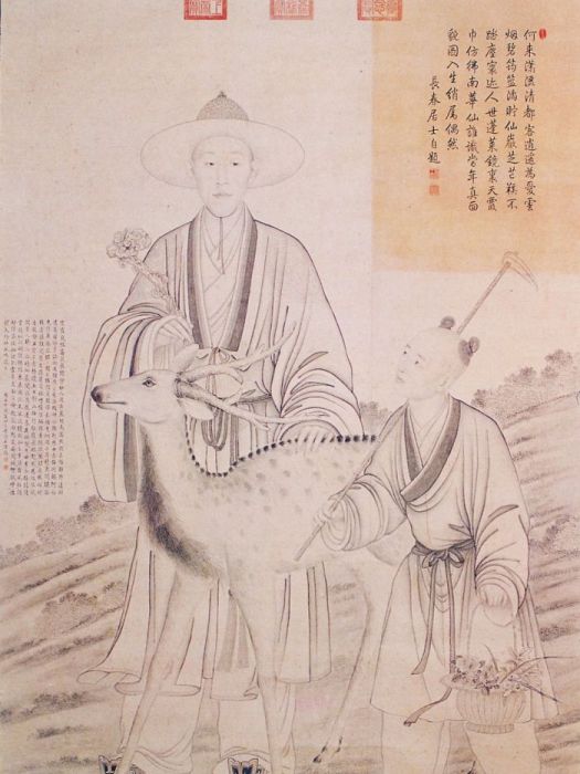 采芝圖(清代郎世寧創作繪畫)
