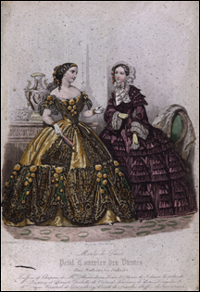 克里諾林與緊身胸衣的配合：1850年仕女時裝