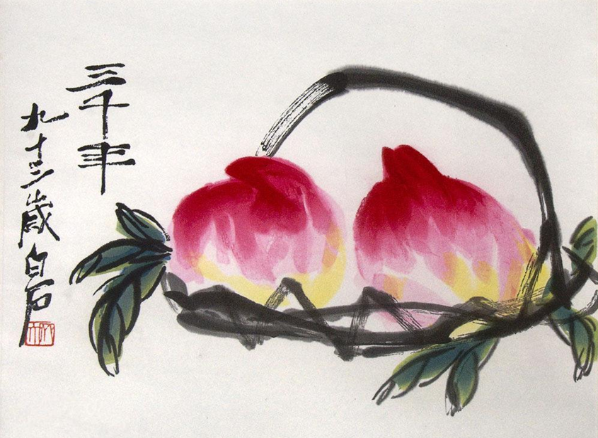 雙壽圖(齊白石創作的紙本設色畫)