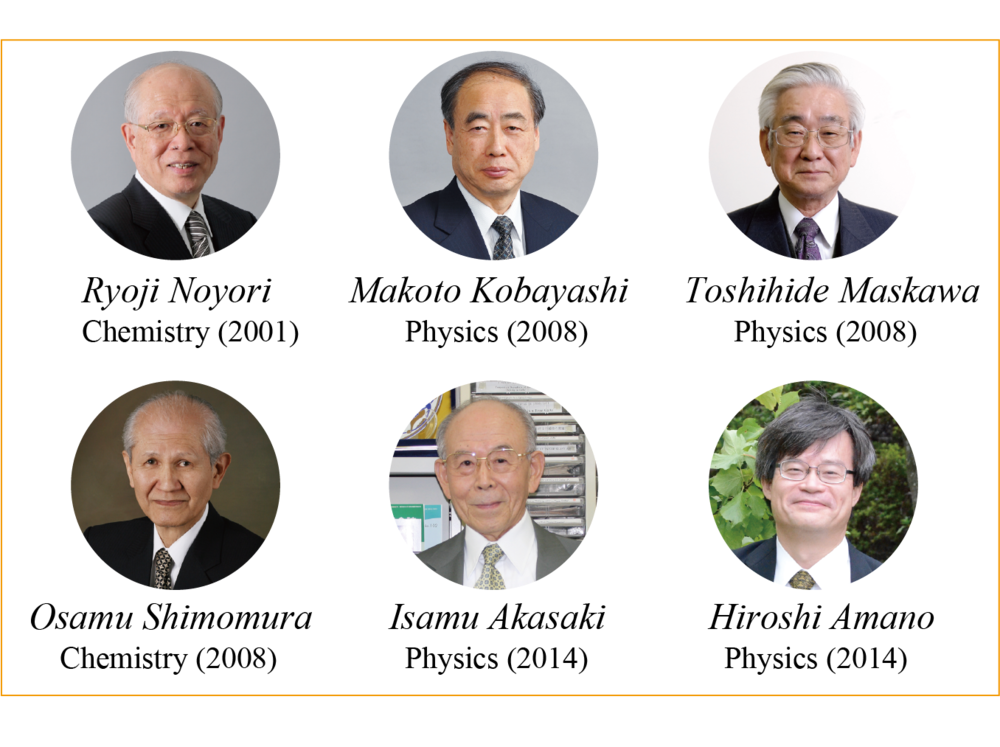 迄2018年，名古屋大學誕生的6位諾貝爾獎得主