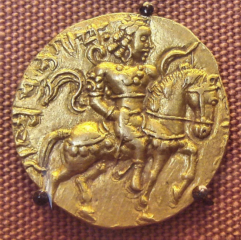 笈多金幣上的旃陀羅笈多二世騎射形象