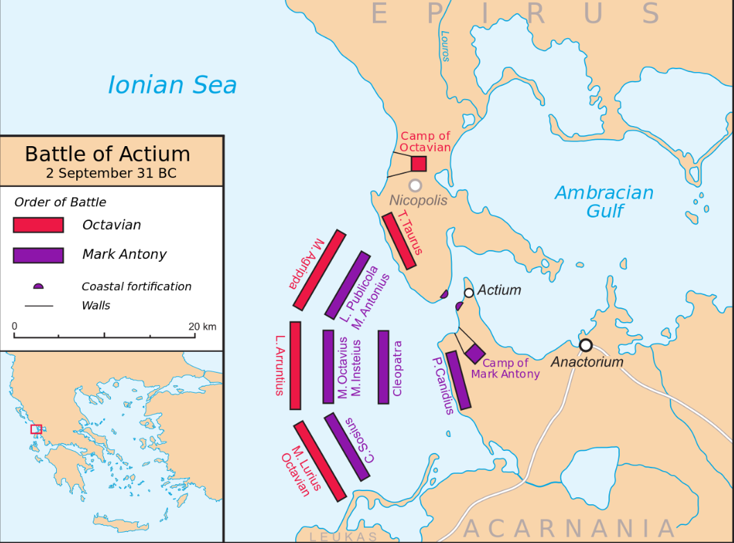 著名的阿克提姆海戰，屋大維在這之後成為了羅馬內戰的最終勝利者