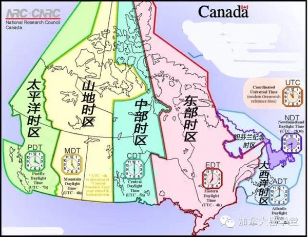 加拿大時區分布