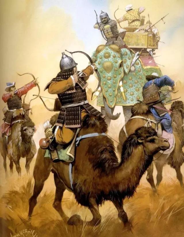 正與印度戰象纏鬥的帖木兒駱駝騎兵