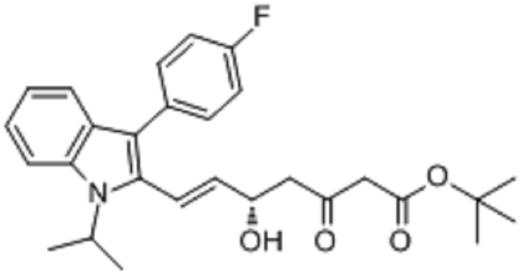 (E)-5-羥基-3-氧代-7-[3\x27-（4\x27\x27-氟苯基）-1\x27-（1\x27\x27-甲基乙基）吲哚-2\x27-基]-6-庚烯酸叔丁酯