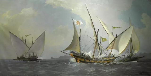 基督徒的中型槳帆船 正在攻擊奧斯曼人的戰艦