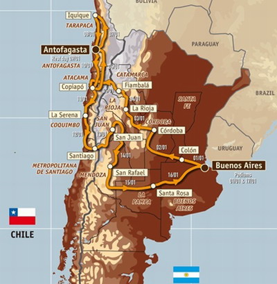 2010年達喀爾拉力賽路線圖