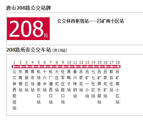 唐山公交208路 唐山公交208路