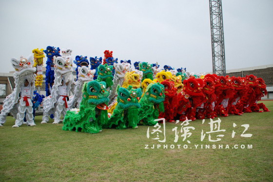 遂溪文車醒獅團在北京奧運鳥巢表演排練