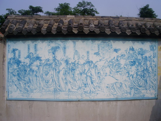 寺廟外圍牆壁上的靈山老母圖