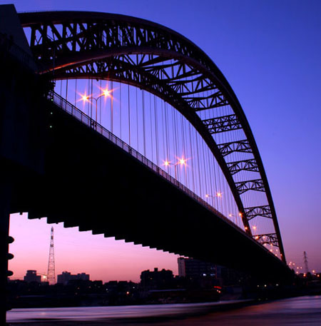 夜幕下的晴川大橋