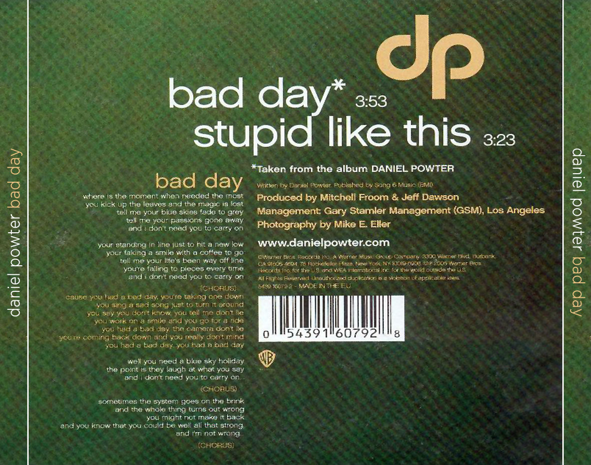 Bad Day 單曲封底