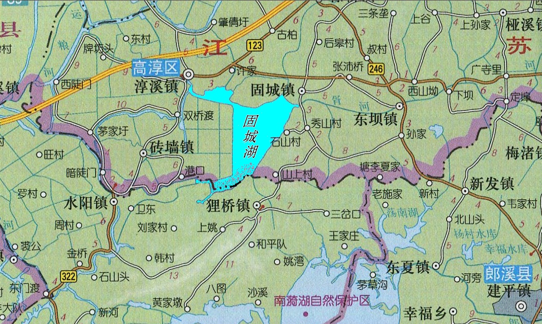 固城湖境域及水系圖
