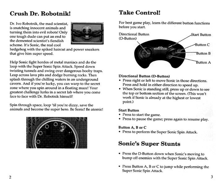 “蛋頭博士”出現在《刺蝟索尼克1》的美版說明書中