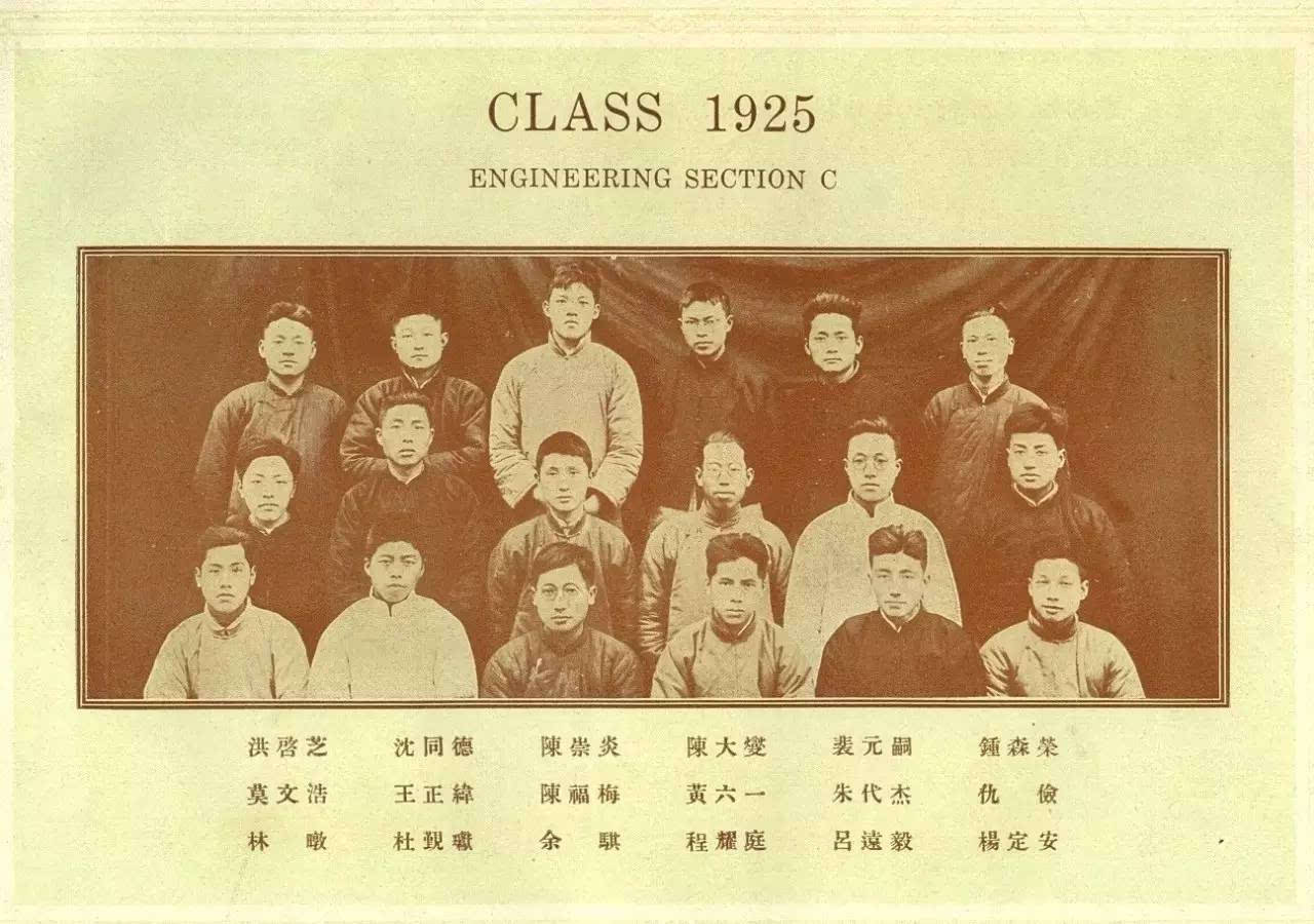 1925年，鐘森榮與交大電機工程專業同學合影